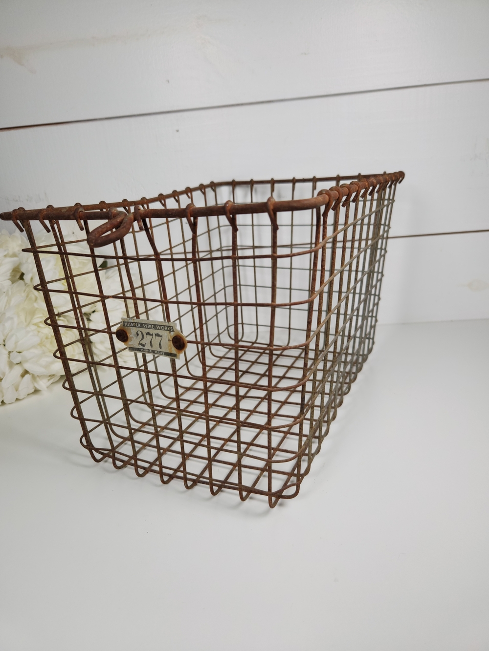 Vintage Locker Room Metal Wire Basket #277 | Rusty Metal Industrial Bin | Rustic - Picture 8 of 9